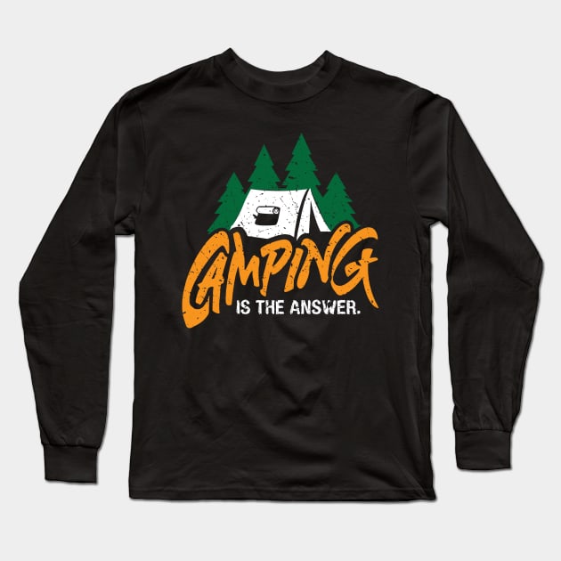 Vintage Style Camping, Tent Or RV Camping Gift Long Sleeve T-Shirt by Blue Zebra